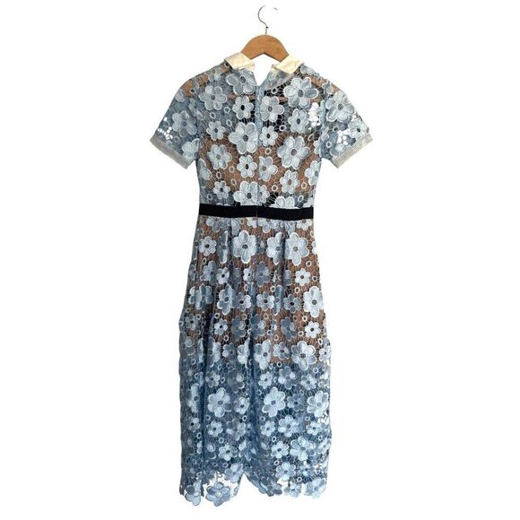 Self-Portrait Flower Garden Guipure Lace Dress in Light Blue Size US 4 Fairy - Picture 5 of 12